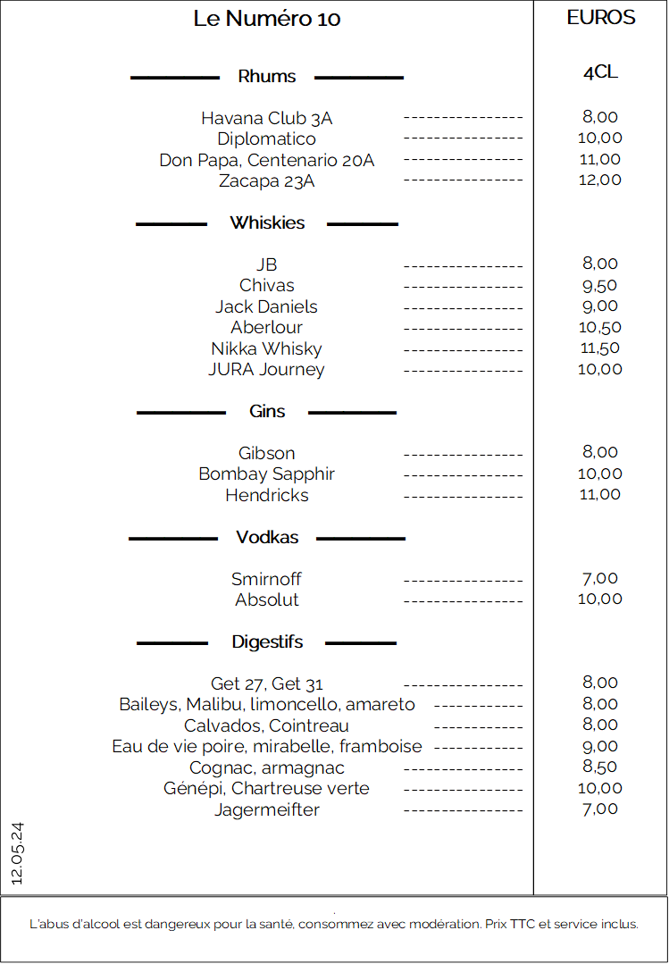 Digestifs et alcools forts